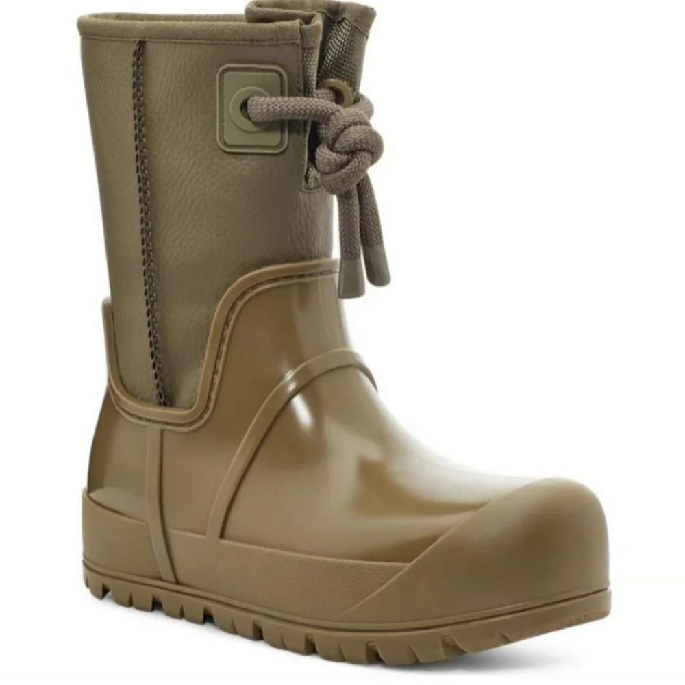 UGG Raincloud Lace Boots Olive Green Women new